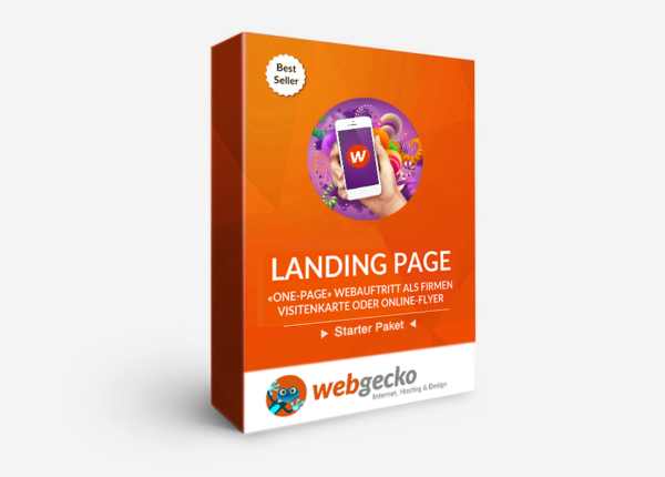 Dein-Webshop.ch Preisgünstiger E-Commerce E-Shop von Webgecko: Starter Paket «LandingPage» Box