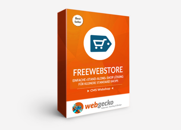 Dein-Webshop.ch Preisgünstiger E-Commerce E-Shop von Webgecko: E-Shop Produkt «FreeWebstore» Box